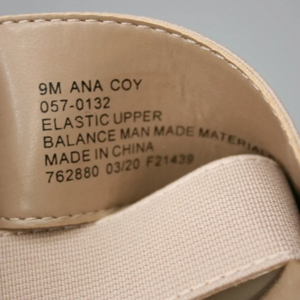 ana Ladies 9 Coy Nude/Tan A New Approach Platform Elastic Slingback Jute Sandals - Picture 7 of 10